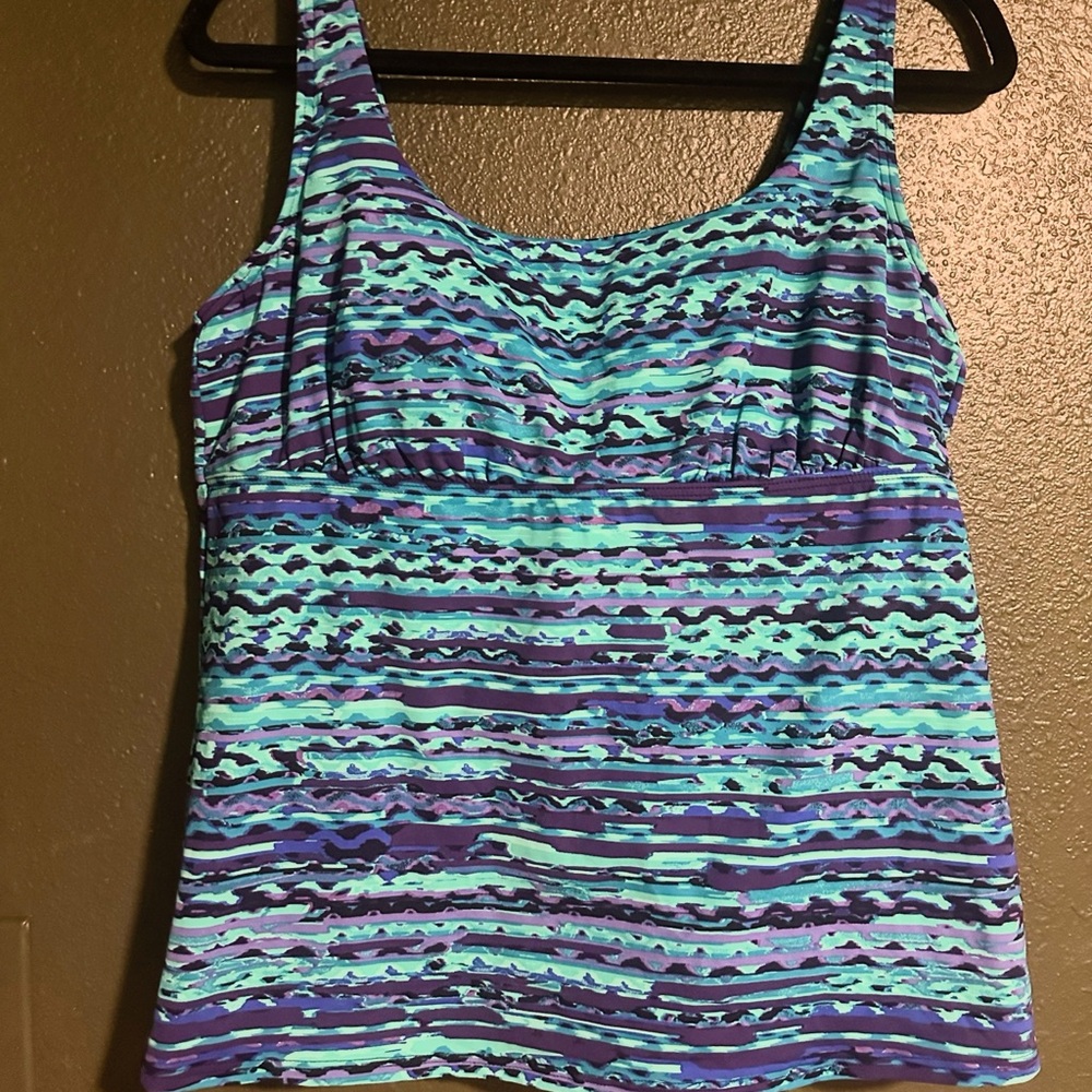 Lands’ End Tankini Blue Aqua Plum Women's Top 16 XL